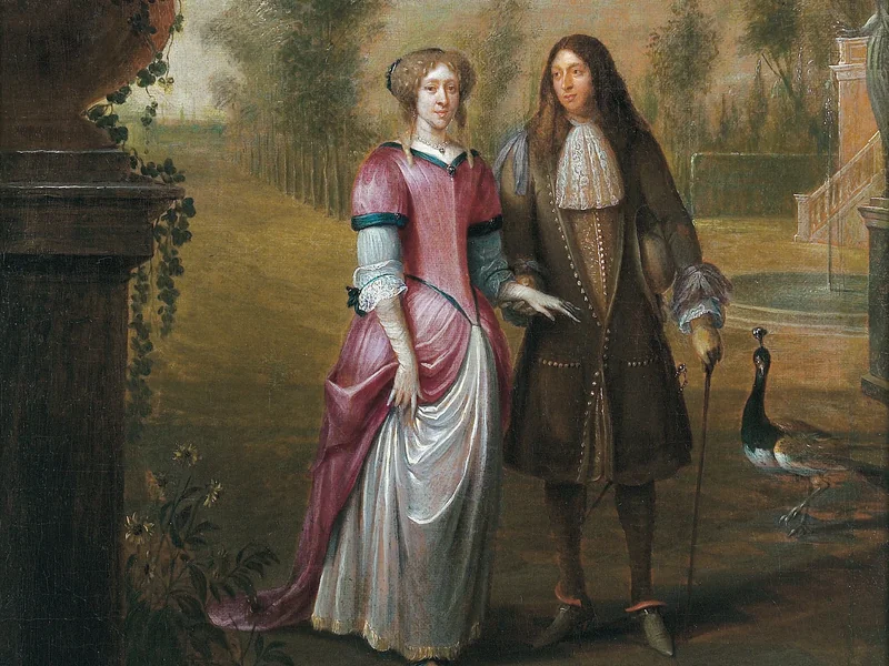 1624-Hieronymus Janssens - Ritratto di una coppia in giardino